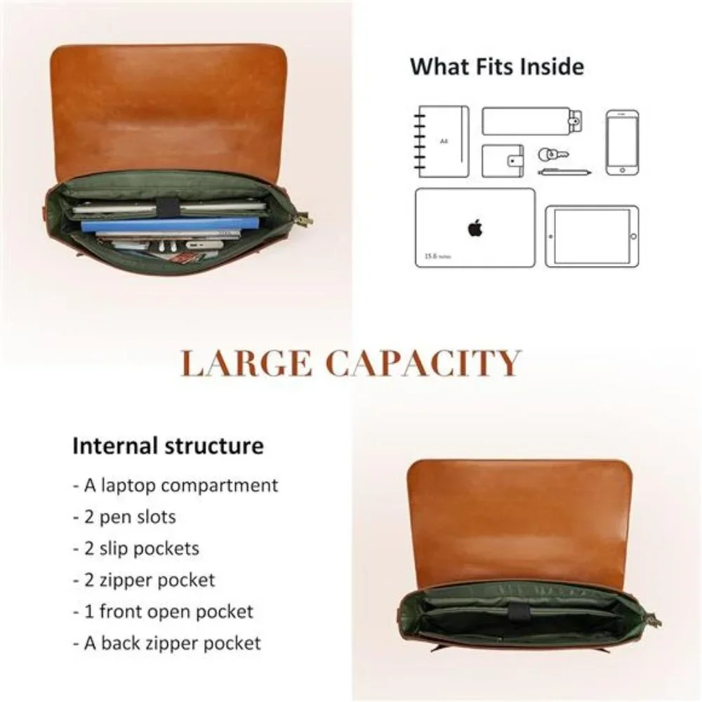 Women's Laptop Bag Vegan Leather Messenger Bag Briefcase Backpack, 15.6 inch